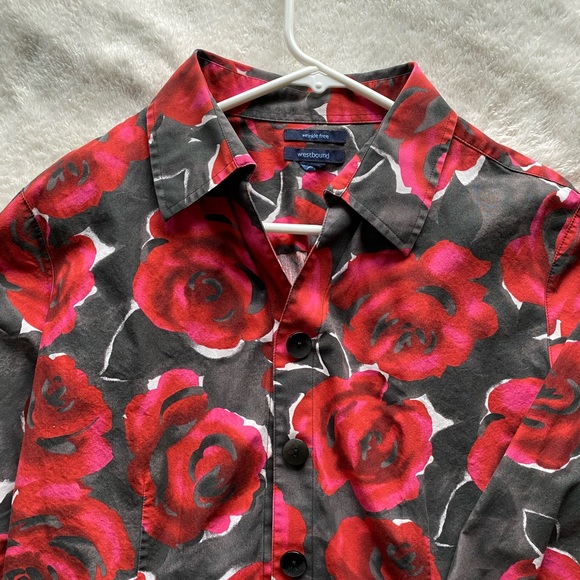 Vintage Westbound rose print blouse size M - Picture 3 of 5